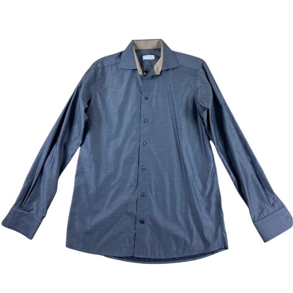 Eton Contemporary Gray Solid Button Down Shirt Si… - image 1